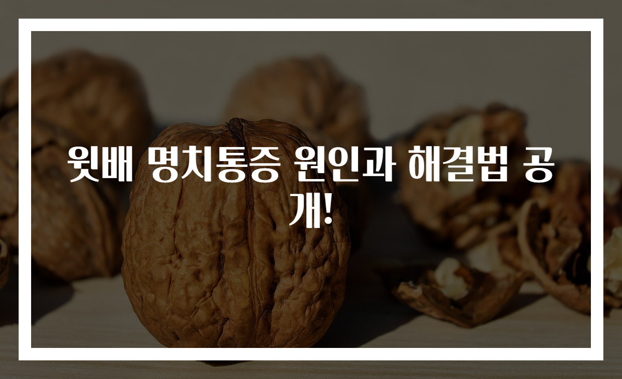 윗배 명치통증 원인과 해결법 공개!