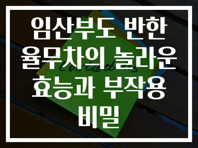 임산부도 반한 율무차의 놀라운 효능과 부작용 비밀