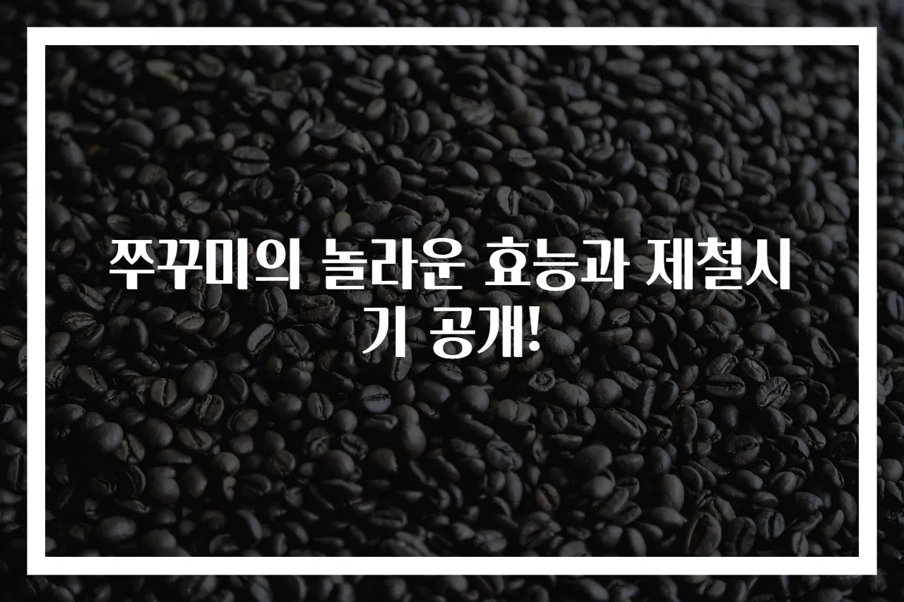 쭈꾸미의 놀라운 효능과 제철시기 공개!