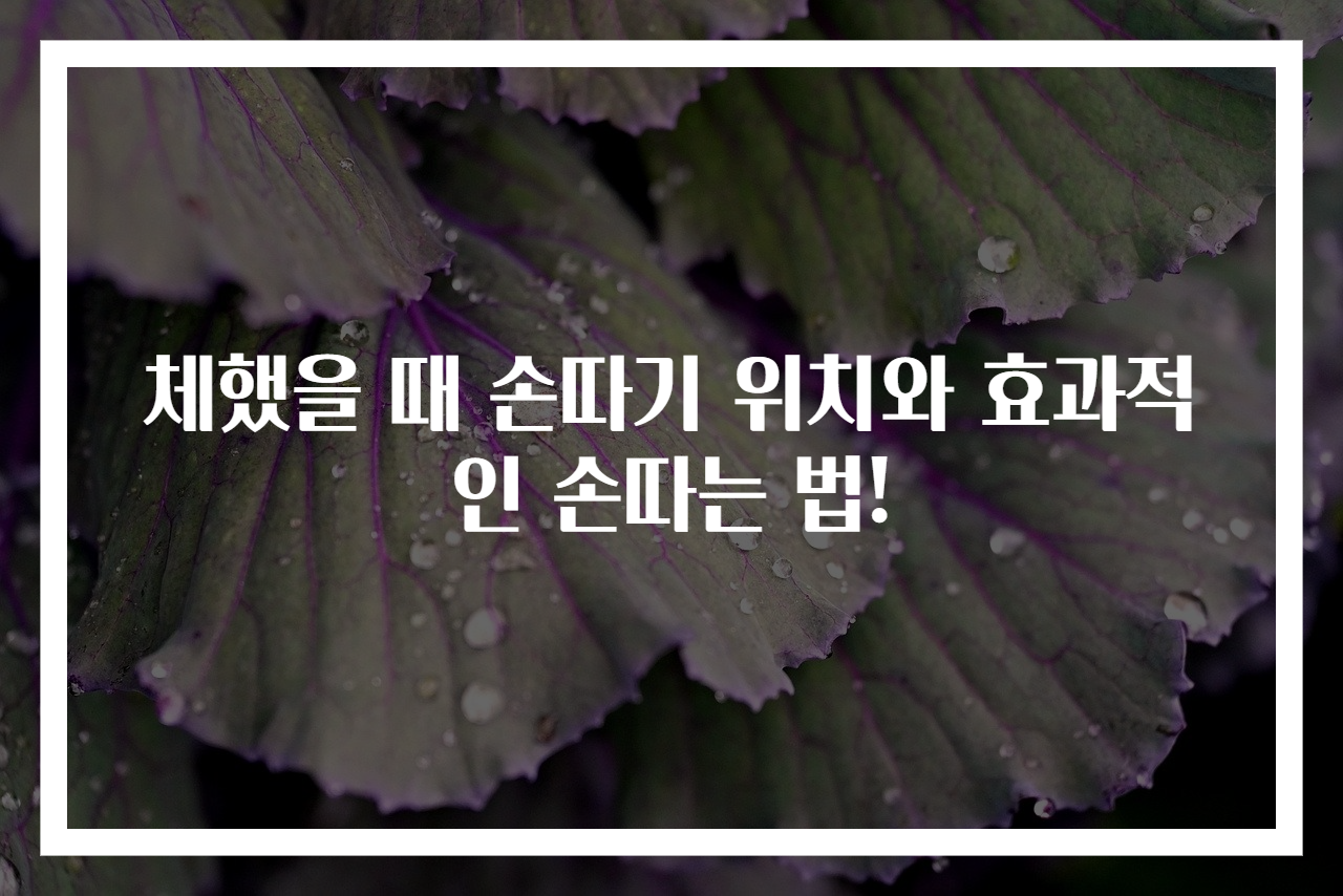 체했을 때 손따기 위치와 효과적인 손따는 법!