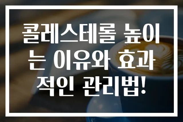 콜레스테롤 높이는 이유와 효과적인 관리법!