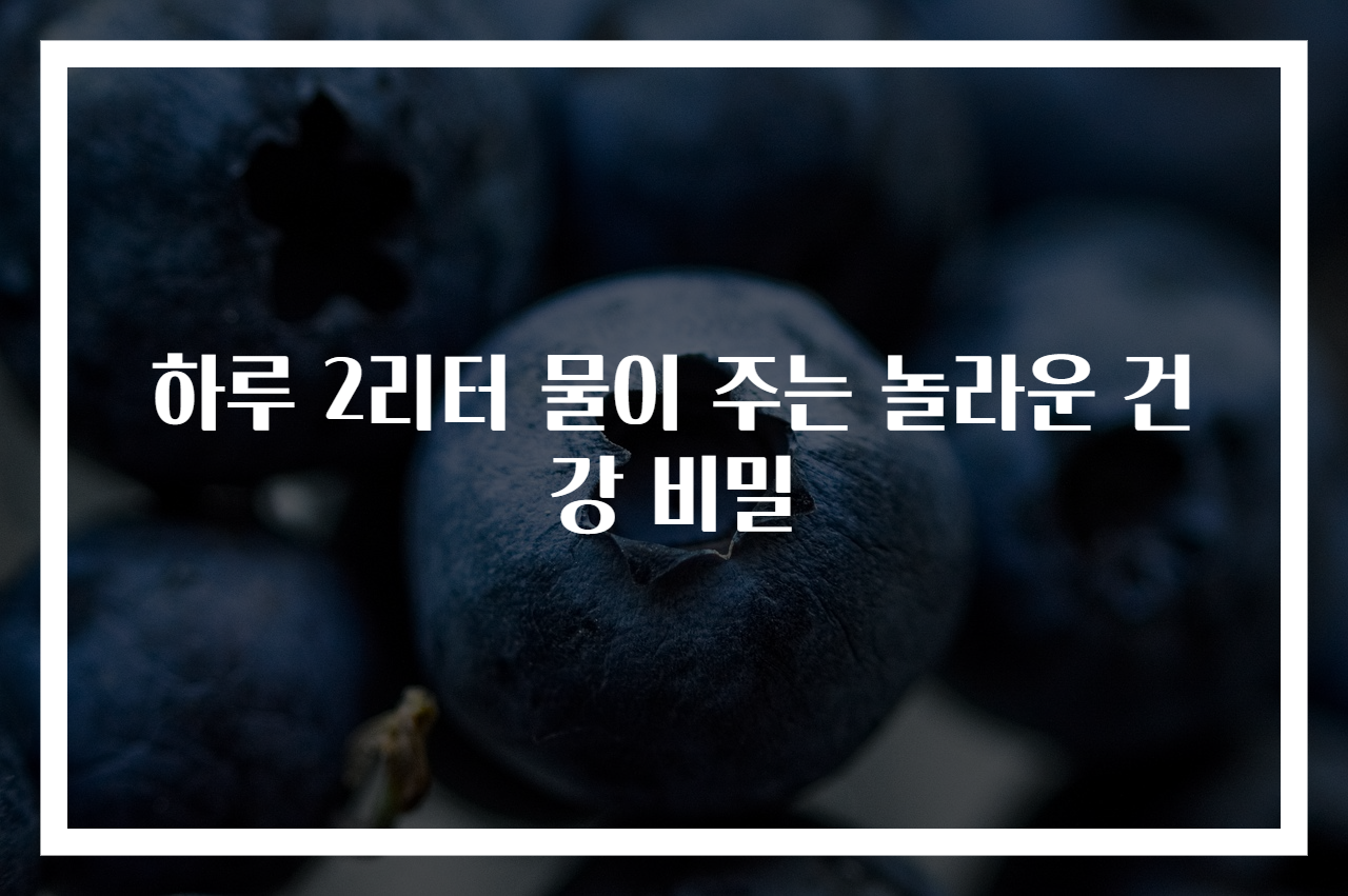 하루 2리터 물이 주는 놀라운 건강 비밀