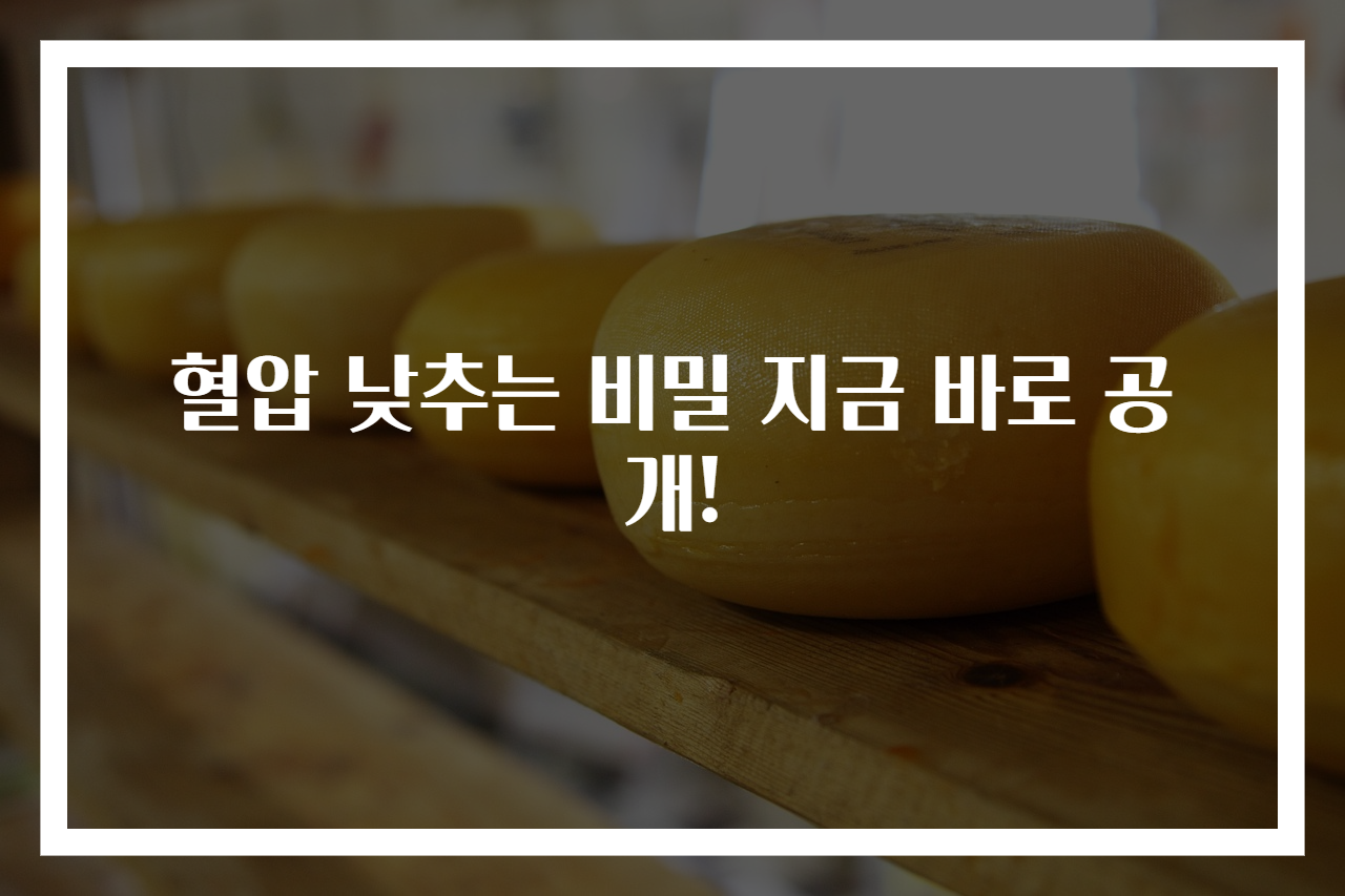 혈압 낮추는 비밀 지금 바로 공개!