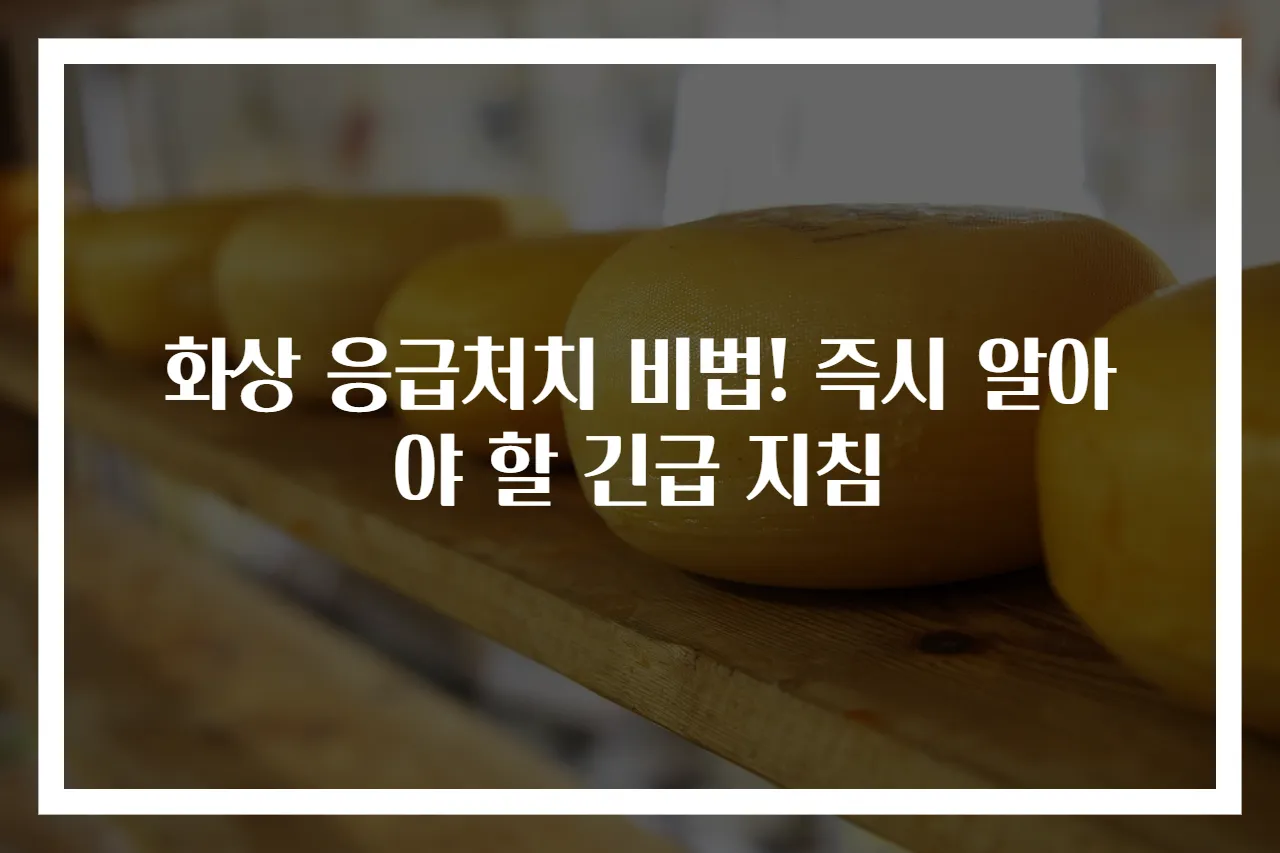 화상 응급처치 비법! 즉시 알아야 할 긴급 지침