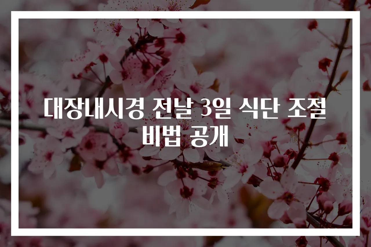 대장내시경 전날 3일 식단 조절 비법 공개