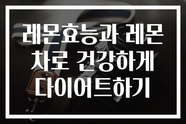 레몬효능과 레몬차로 건강하게 다이어트하기