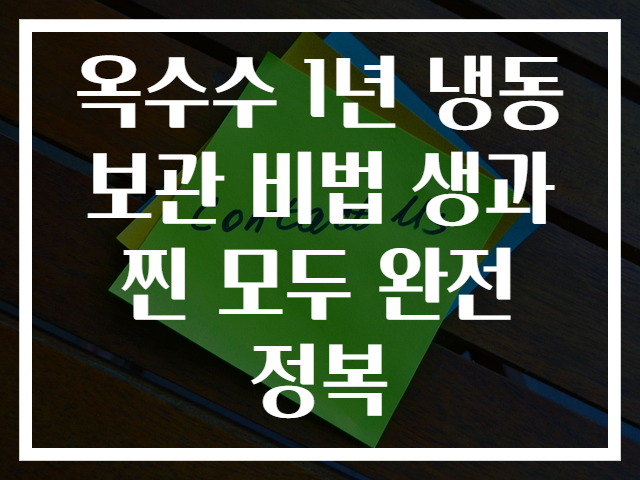 옥수수 1년 냉동 보관 비법 생과 찐 모두 완전 정복