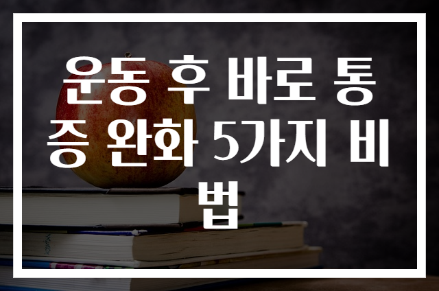 운동 후 바로 통증 완화 5가지 비법