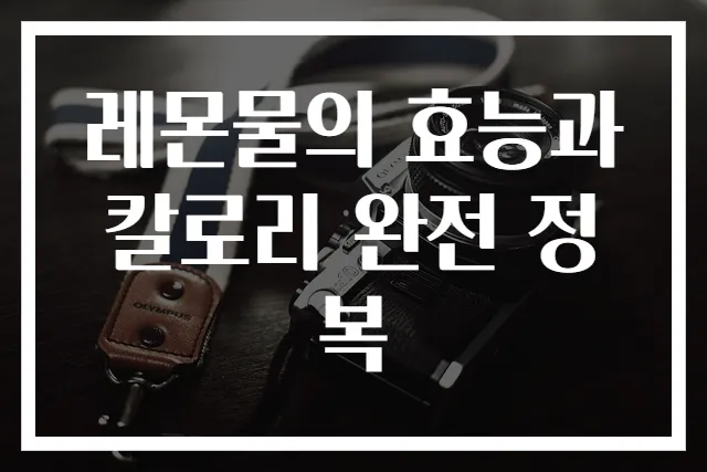 레몬물의 효능과 칼로리 완전 정복