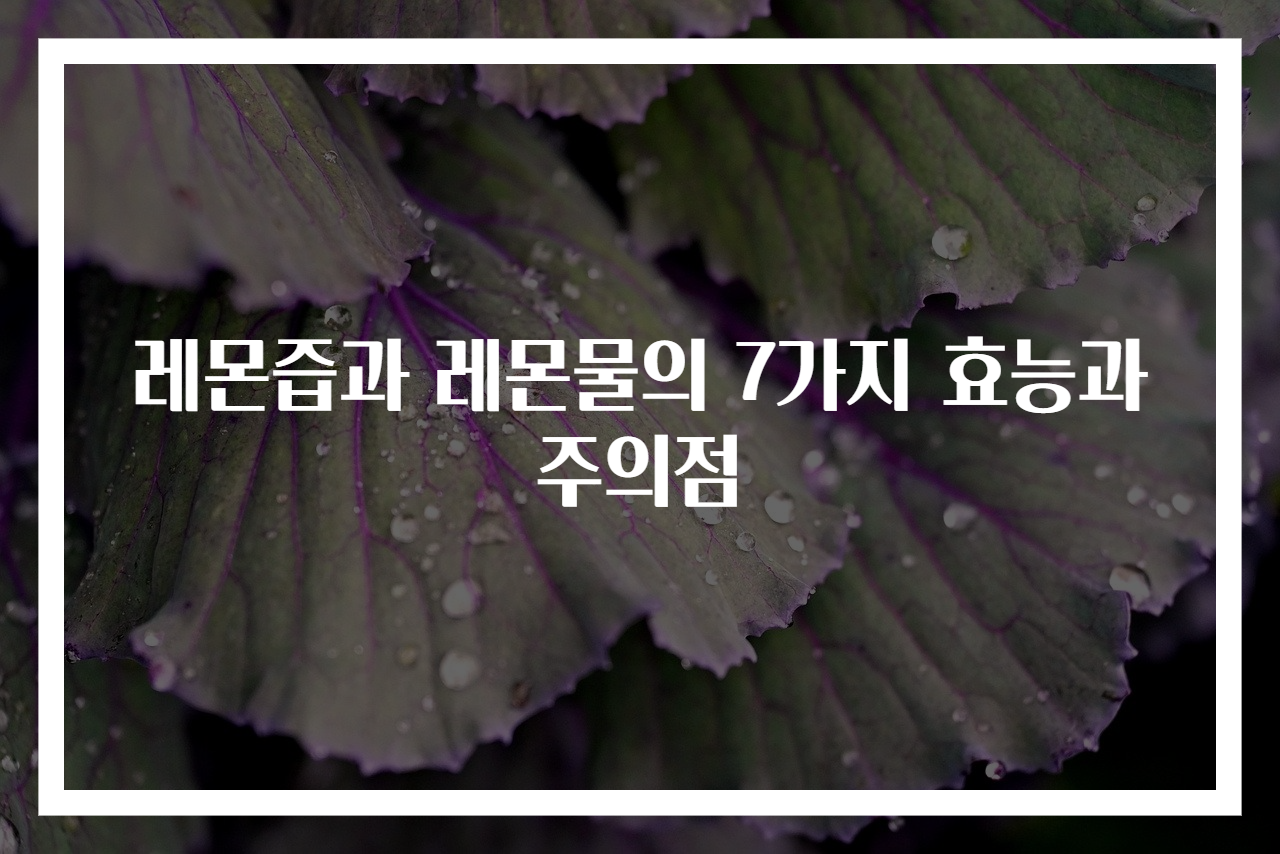 레몬즙과 레몬물의 7가지 효능과 주의점