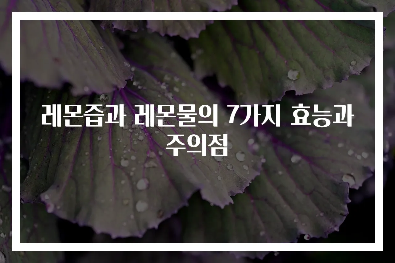 레몬즙과 레몬물의 7가지 효능과 주의점
