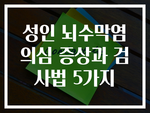 성인 뇌수막염 의심 증상과 검사법 5가지