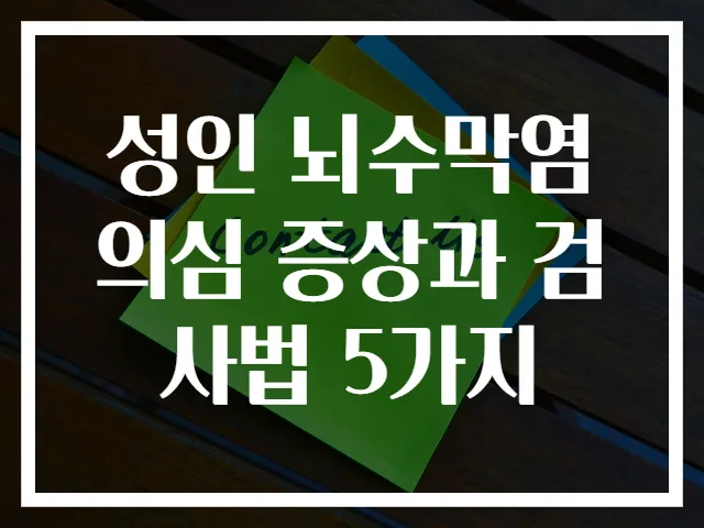 성인 뇌수막염 의심 증상과 검사법 5가지