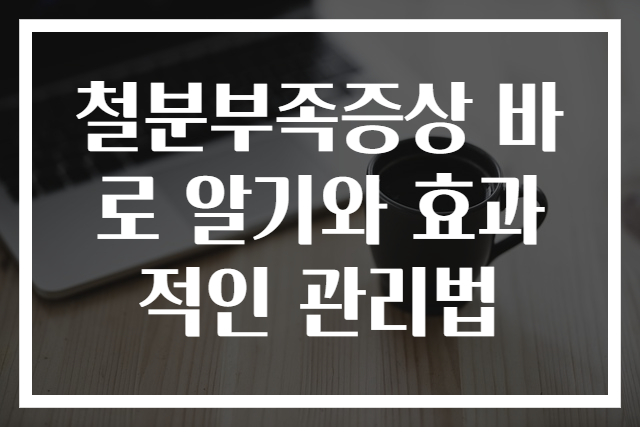 철분부족증상 바로 알기와 효과적인 관리법
