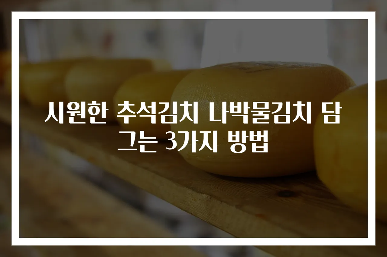시원한 추석김치 나박물김치 담그는 3가지 방법