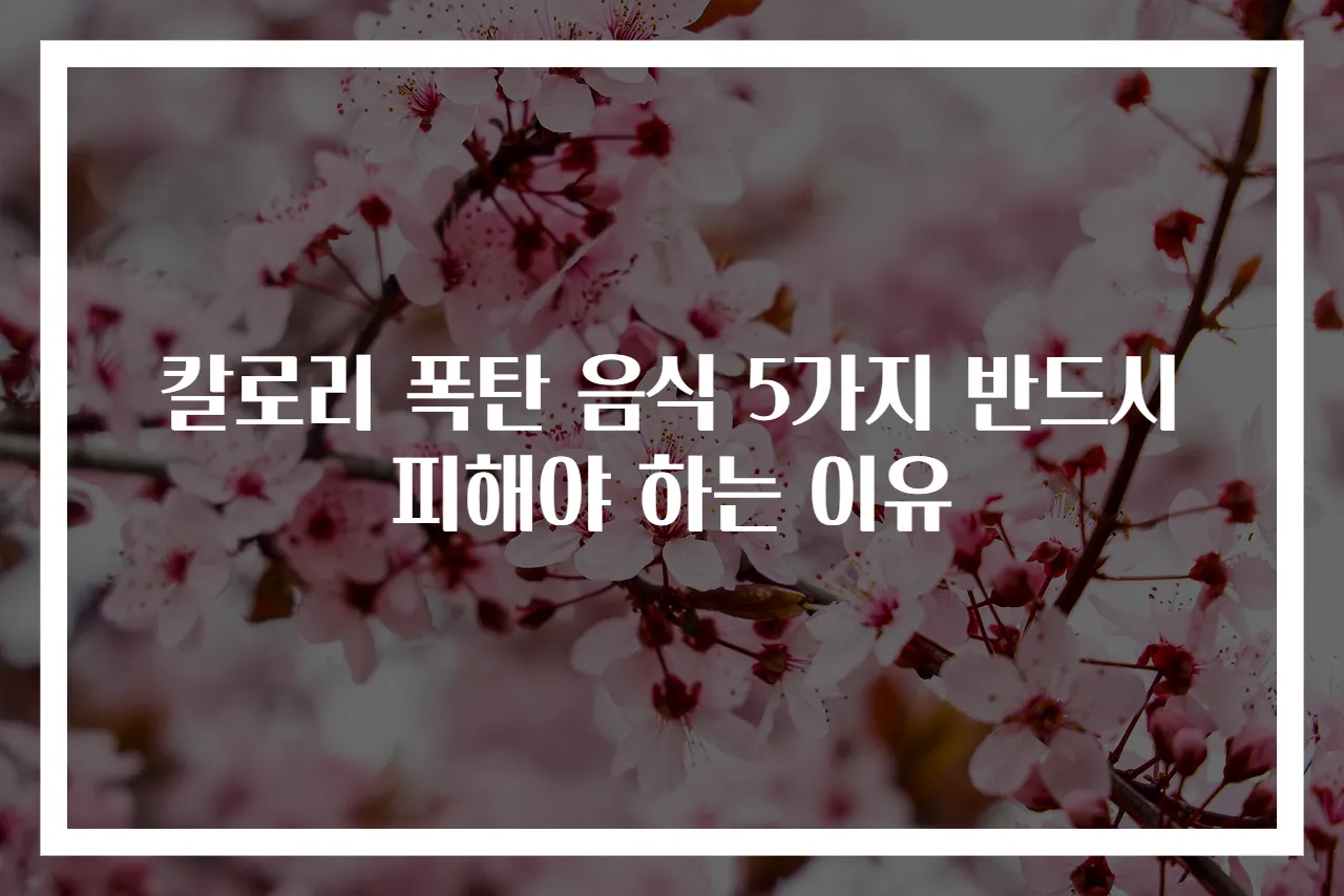 칼로리 폭탄 음식 5가지 반드시 피해야 하는 이유