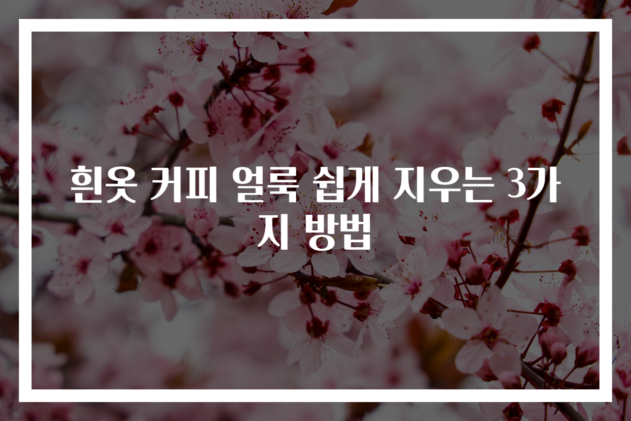 흰옷 커피 얼룩 쉽게 지우는 3가지 방법