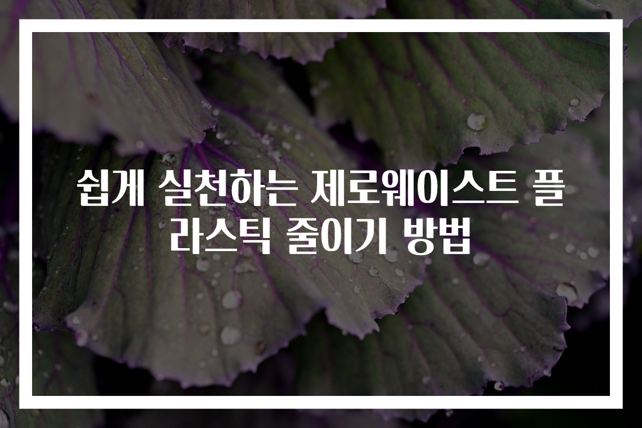 쉽게 실천하는 제로웨이스트 플라스틱 줄이기 방법