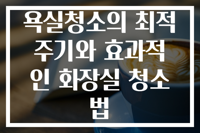 욕실청소의 최적 주기와 효과적인 화장실 청소법