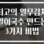 최고의 열무김치말이국수 만드는 3가지 비법