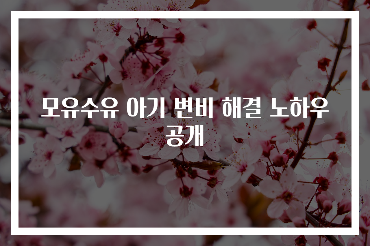 모유수유 아기 변비 해결 노하우 공개