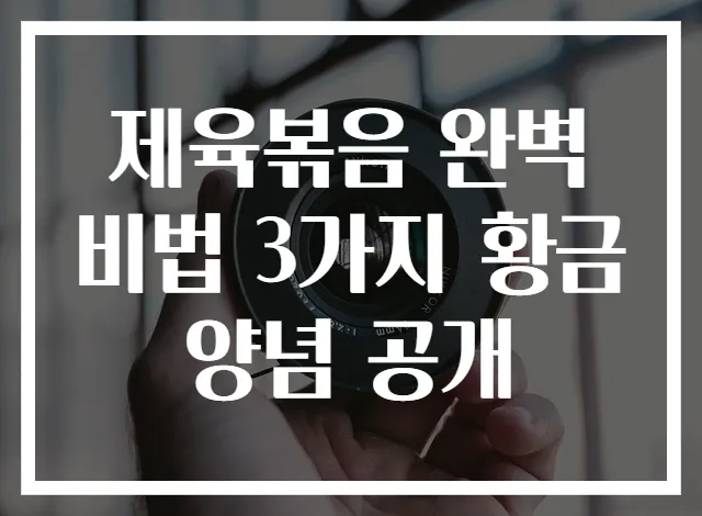 제육볶음 완벽 비법 3가지 황금 양념 공개